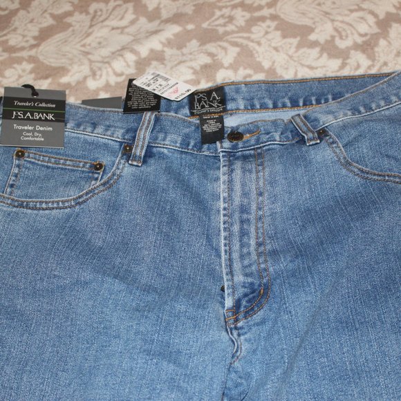 New Jean JosA Bank 36x30L Traveler Denim - Picture 2 of 4